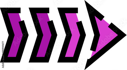 Purple and black fast forward arrow icon representing speed, progress, direction, next, skip, and movement, ideal for user interfaces, digital design, and navigation elements