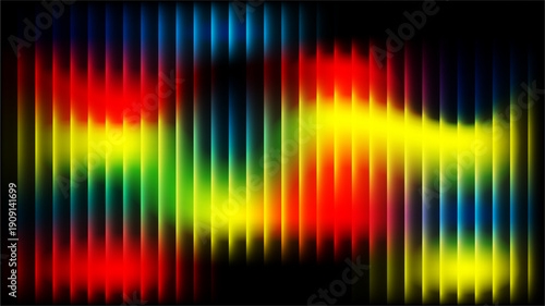 Neon vertical stripes Futuristic neon texture with vibrant shades of blue green gradients and bright smooth fluted vertical lines. Bold dynamic design blending smooth tones and radiant colors