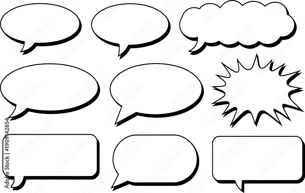 Fototapeta premium Collection of various speech bubbles and text boxes