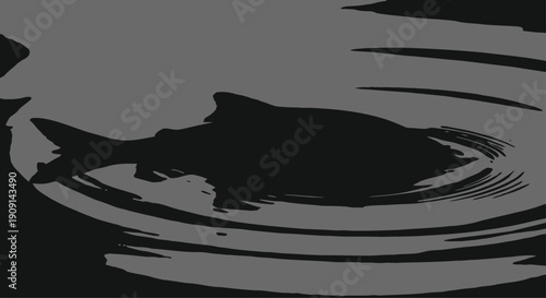 Shark Swimming in Dark Water