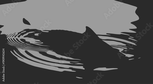 Shark Swimming in Dark Water with Ripples