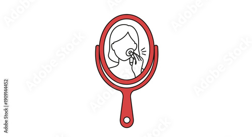 Woman Tweezing Eyebrows in Mirror, Beauty Routine, Self Care, Close-up