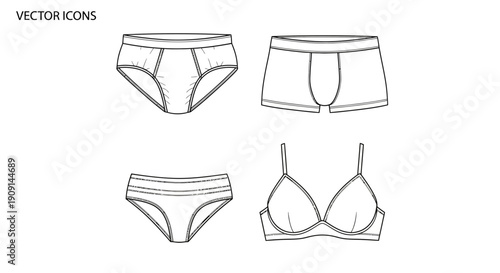 Vector Icons of Men's and Women's Underwear Set