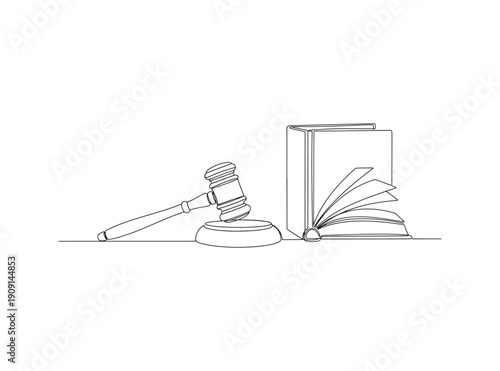 Legal Justice Concept Illustration with Gavel Book and Law Text