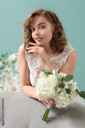 Beautiful bride with flower...