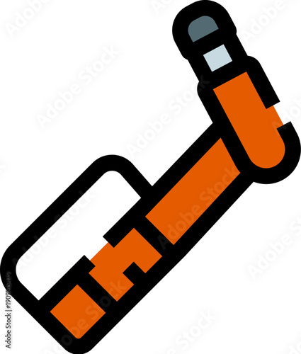 Orange auxiliary cable icon representing an audio jack plug connector, ideal for multimedia, music, sound, technology, and electronic device connection concepts