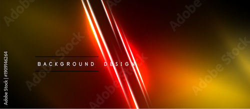 Abstract neon lines create dynamic gradient background. Warm colors dominate, suggesting energy, speed, modern aesthetic.
