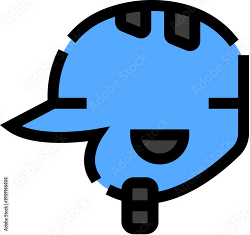 Blue cycling helmet icon preventing head injuries during sports activities, ensuring safety and security for riders and athletes engaging in various outdoor adventures