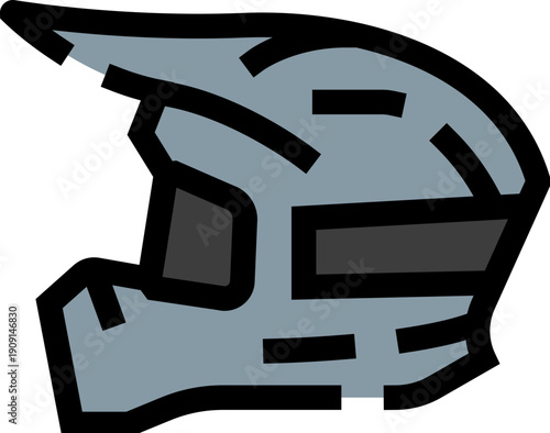 Motocross helmet displaying head protection for safety during extreme sports, dirt bike riding, and off road racing activities, representing speed and adventure