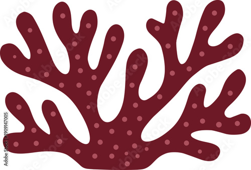 Vibrant underwater flora illustration, a beautiful deep-sea coral rendered with a digital brush painting technique, capturing the serene beauty of marine life with artistic flair