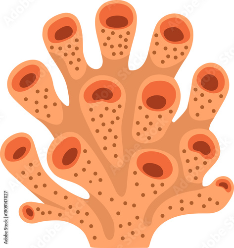 An enchanting artistic brush painting capturing the intricate beauty of a vibrant orange tube coral, a serene underwater ecosystem element illustration, celebrating marine life