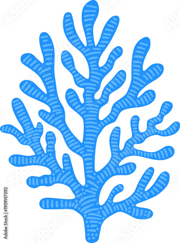 Vibrant blue coral branch illustration, a detailed and artistic painting of a marine organism with intricate patterns, perfect for aquatic themes and ocean art
