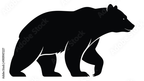A silhouette of a bear walking on all fours, showcasing its powerful build and natural posture. isolated on white background, Vector