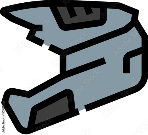 Motocross helmet icon depicting essential headwear for off road dirt biking, emphasizing rider safety, protection, race equipment, and the adrenaline of extreme motorsports