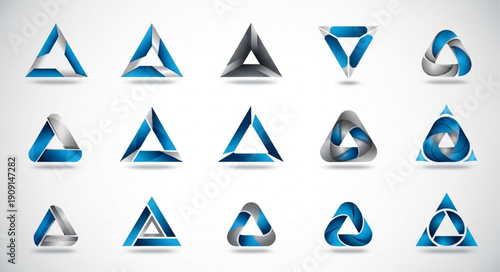 Collection of abstract triangle shapes and logos.