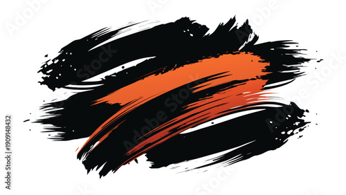 Textured black ink brush stroke vector art, creating a dynamic and artistic background for creative projects.