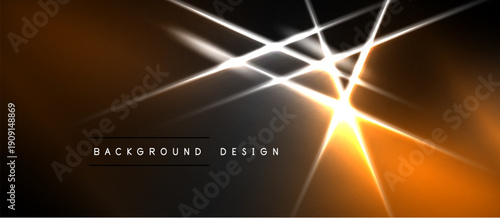 Abstract design features bright lines radiating from central point. Dark background enhances glowing effect, modern aesthetic.