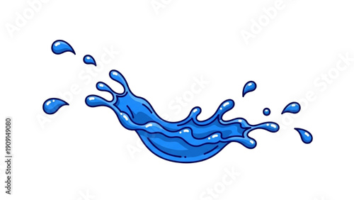 Dynamic blue liquid splash illustration on transparent background showcasing fluid motion and vibrant colors from a front viewpoint.
