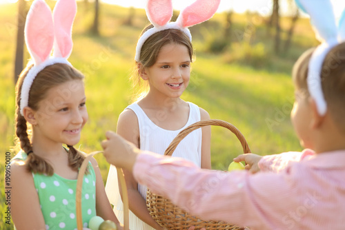 Little children with bunny ...