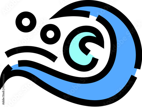 Abstract water wave icon illustrating flowing liquid and ocean spray, perfect for concepts related to marine environments, hydration, freshness, and aquatic activities