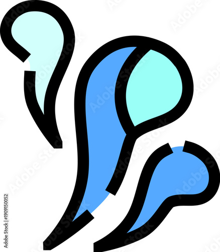 Water vapor and steam ascending in blue and light blue hues, representing concepts like aroma, evaporation, or a fresh scent in a clear and modern vector illustration