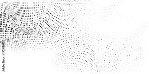 Mesh abstract rectangle halftone gradient texture. Vanishing polka dot background. Repeating dots gradation abstract simple