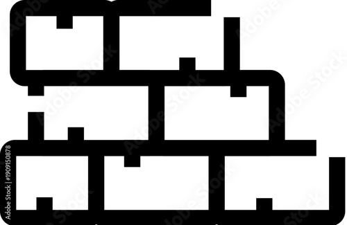 Black outline icon showing a stack of bricks forming a wall, representing building, masonry, and foundational construction for privacy, security, and establishing boundaries