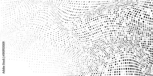 Abstract rectangle halftone gradient texture. Vanishing polka dot background. Repeating dots gradation simple