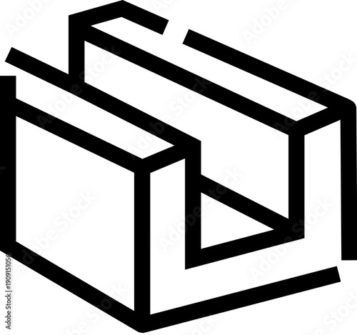 Abstract impossible object drawing intricate geometric shapes and lines, forming a paradox for visual perception, demonstrating creativity and complex thinking in design