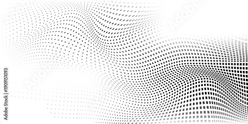 Vector mesh rectangle halftone gradient texture. Vanishing polka dot background. Repeating dots gradation abstract simple modern