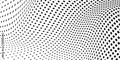 Abstract mesh rectangle halftone gradient texture. Vanishing polka dot background. Repeating dots gradation modern abstract simple