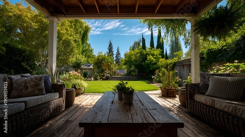 Modern Garden Lounge Area with Comfortable Seating / 快適なソファがあるモダンなガーデンラウンジ