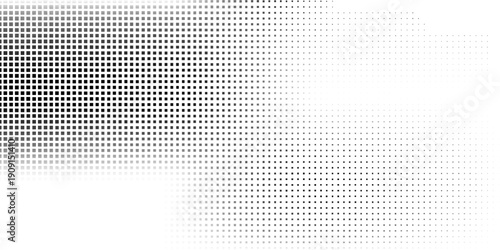 Vector mesh rectangle halftone gradient texture. Vanishing polka dot background. Repeating dots gradation design abstract simple