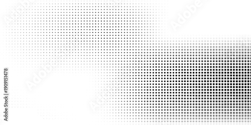 Vector mesh rectangle halftone gradient texture. Vanishing polka dot background. Repeating dots gradation design abstract