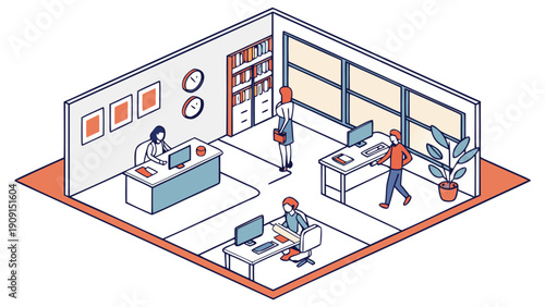 Isometric Business People Office Scenes , Modern Workplace Vector Set