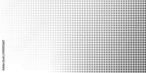 Vector rectangle halftone gradient texture. Vanishing polka dot background. Repeating dots gradation pattern abstract simple