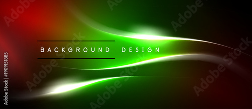 Abstract background features vibrant red, green gradients. Smooth curves create dynamic visual effect. Text reads background design.