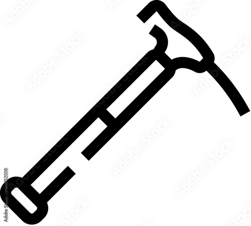 Ice axe icon for mountaineering and climbing gear, symbolizing alpine adventure, winter exploration, high altitude ascent, safety equipment, expedition and outdoor sport ambition