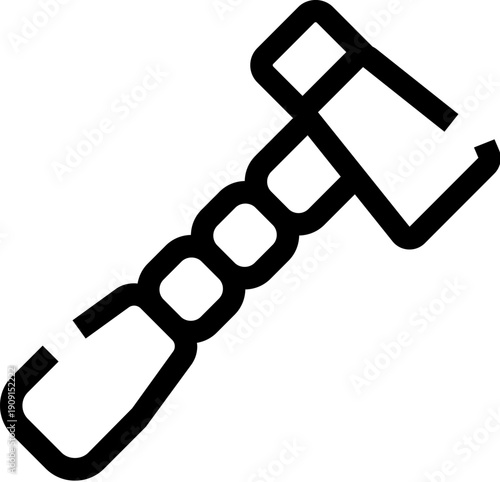 Black line art hammer, a powerful weapon and tool, representing norse mythology, power, strength, and iconic imagery in a clean, minimalist design ideal for various media