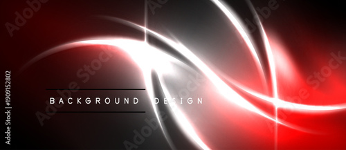 Abstract red, white lines create dynamic background. Modern design features flowing shapes, dark space. Elegant visual presentation.