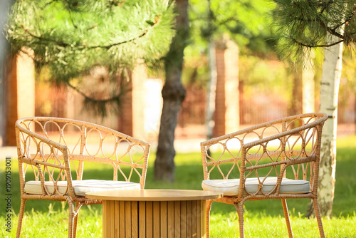 Comfortable wicker armchair...