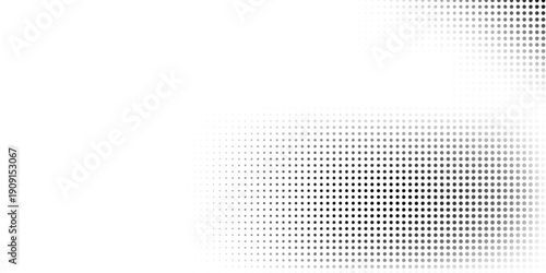Mesh dot halftone gradient texture. Vanishing polka dot background. Repeating dots gradation pattern background art
