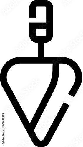 Plumb bob icon illustrating a construction tool used for establishing perfectly vertical lines, relying on gravity for accurate measurement and leveling in building projects