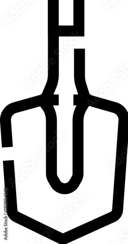 Shovel outline icon indicating work, construction, and agriculture, showing a common tool used for excavating earth, planting, and moving materials in various outdoor settings
