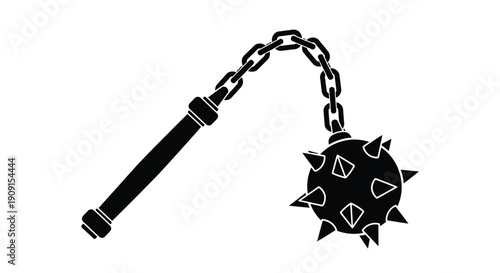 Black silhouette of a medieval flail weapon with spiked ball
