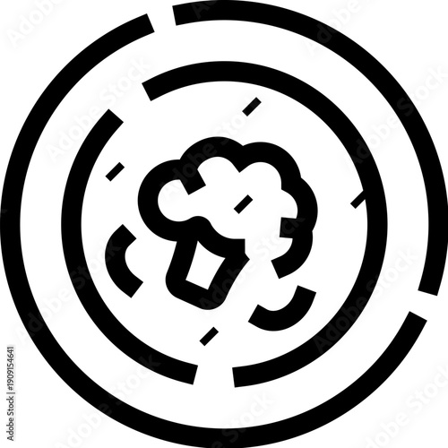 Simple graphic depicting a healthy serving of broccoli, representing concepts of diet, vegetarian food, fresh organic produce, and nutritional well being in a minimalist design