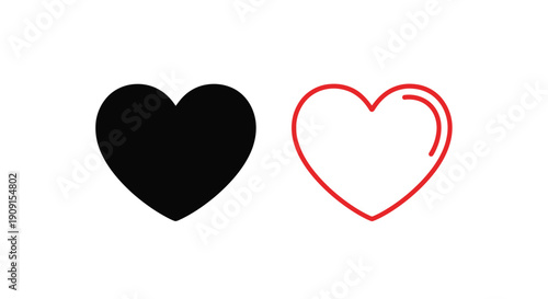 Two hearts one black and one red displayed side by side