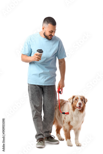 Young man with coffee cup a...