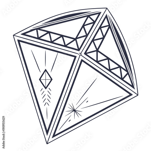 A drawing of a triangular structure with a diamond