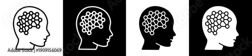 Artificial Intelligence Icon In Flat Version On Black And White Background